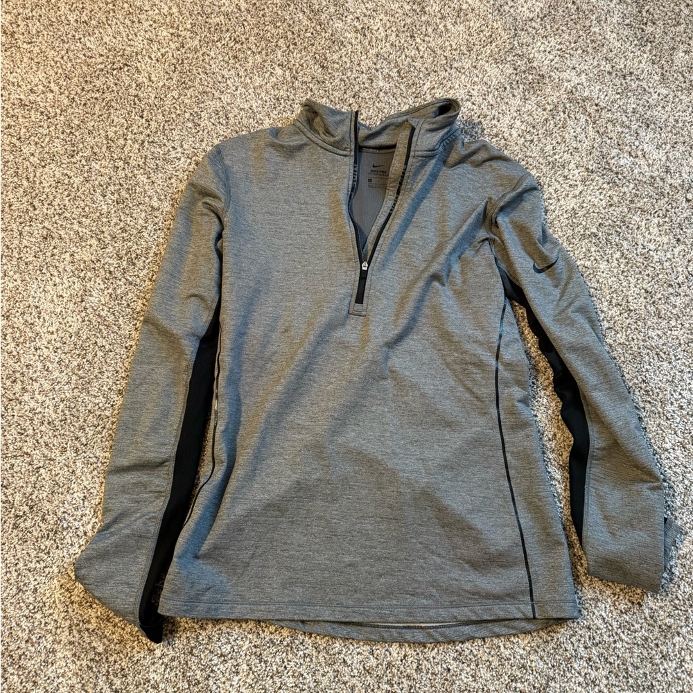 Nike Gray and Black Quarter-Zip Pullover